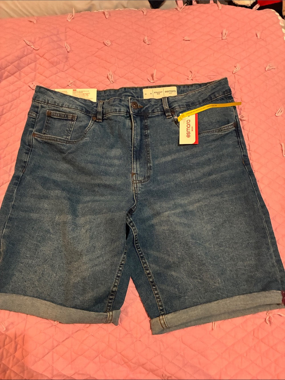 Esmaro Men’s Classic Blue Denim Roll-Hem Shorts